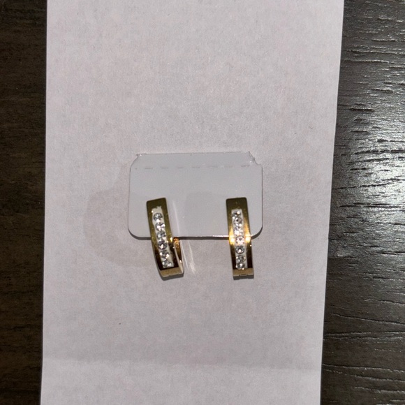 Plated Gold Mini Hoop Earrings - Picture 2 of 2